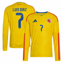 Adidas - Luis Diaz Colombia National Team 2026 Home Replica Long Sleeve Jersey - Yellow