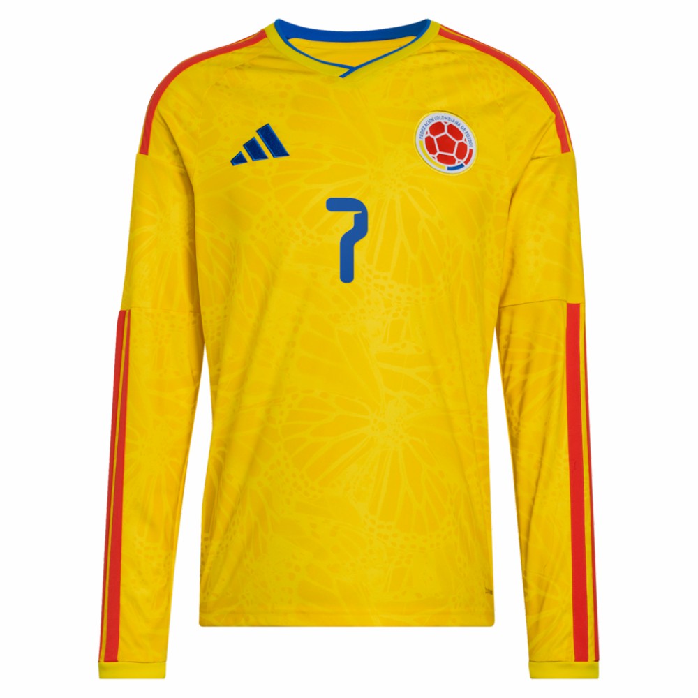 Adidas - Luis Diaz Colombia National Team 2026 Home Replica Long Sleeve Jersey - Yellow