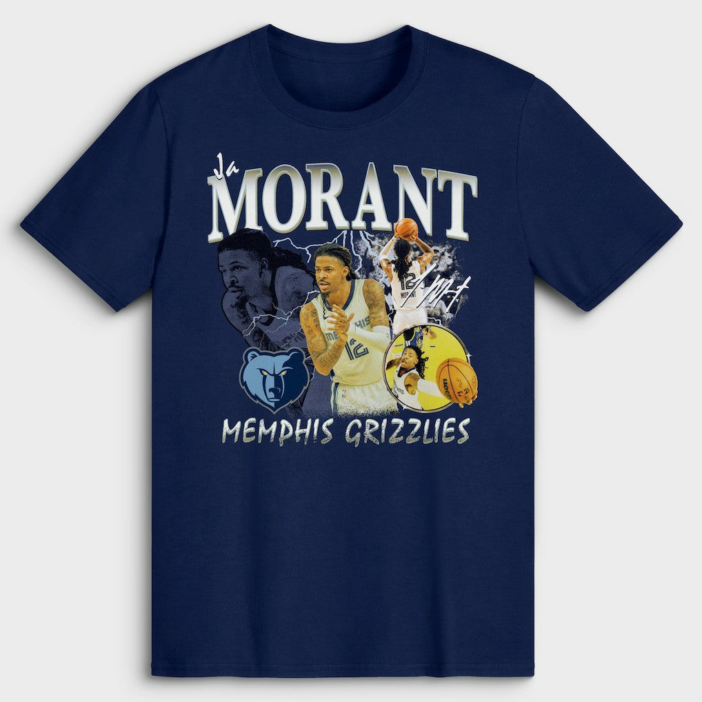 Ja Morant Memphis Grizzlies Player Collage T-Shirt Navy