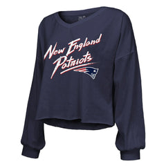 Drake Maye New England Patriots Majestic Threads Women's Off-Shoulder Script Name & Number V-Neck T-Shirt - Navy - NFL