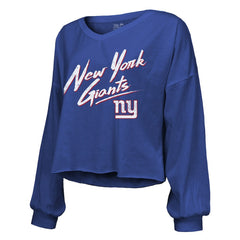 Cam Skattebo New York Giants Majestic Threads Women's Script Name & Number Long Sleeve T-Shirt - Royal - NFL