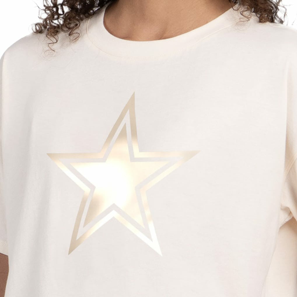 Dallas Cowboys Starter Women's Pastel Travel Boxy Cropped T-Shirt - Cream - NFL