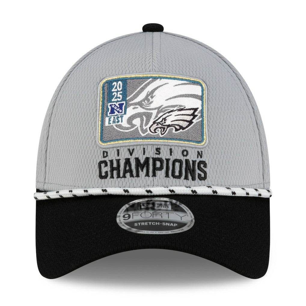 Philadelphia Eagles New Era 2025 NFC East Division Champions Locker Room Trophy Collection 9FORTY Adjustable Hat - Gray/Black - NFL