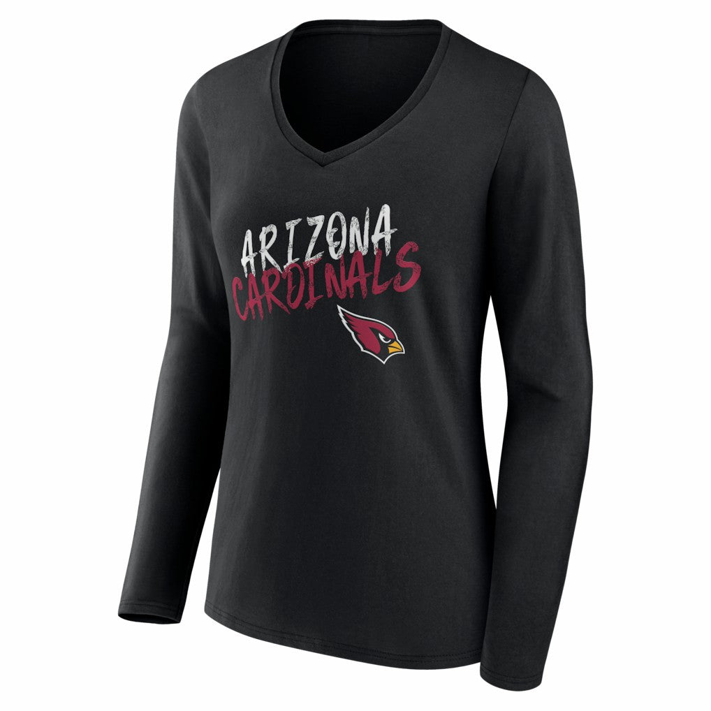 Arizona Cardinals Women's Hustle Long Sleeve V-Neck T-Shirt - Black - NFL