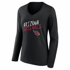 Arizona Cardinals Women's Hustle Long Sleeve V-Neck T-Shirt - Black - NFL