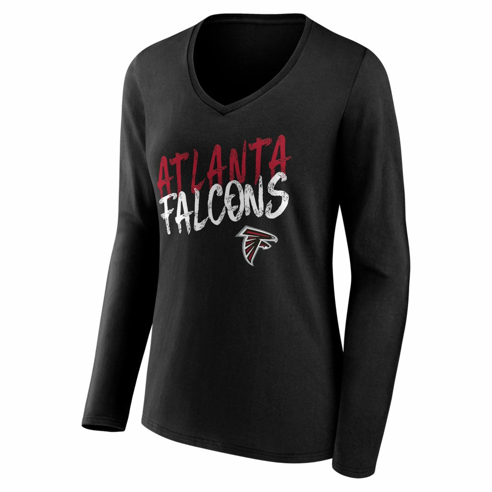 Atlanta Falcons Women's Hustle Long Sleeve V-Neck T-Shirt - Black - NFL