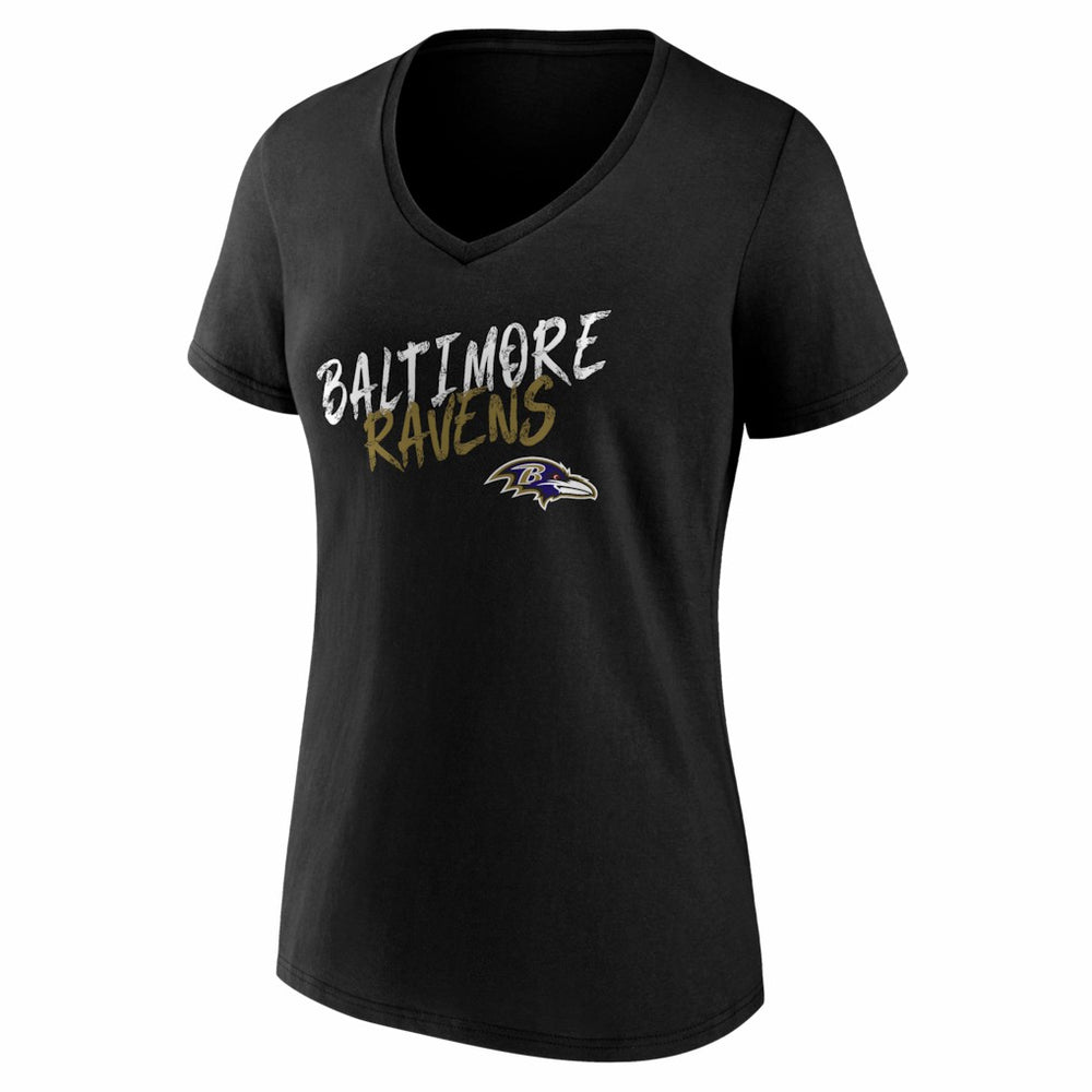 Baltimore Ravens Women's Hustle V-Neck T-Shirt - Black - NFL