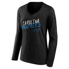Carolina Panthers Women's Hustle Long Sleeve V-Neck T-Shirt - Black - NFL