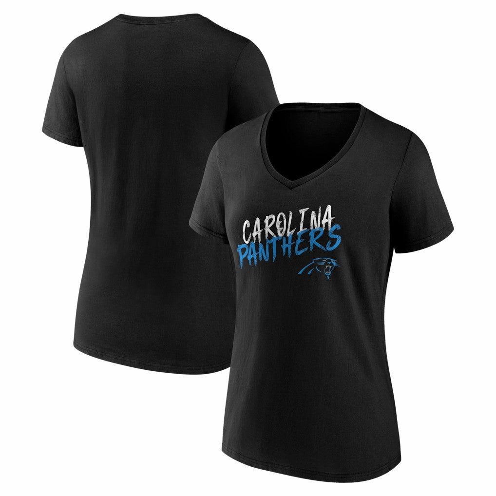Carolina Panthers Women's Hustle V-Neck T-Shirt - Black - NFL