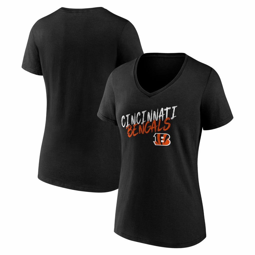 Cincinnati Bengals Women's Hustle V-Neck T-Shirt - Black - NFL
