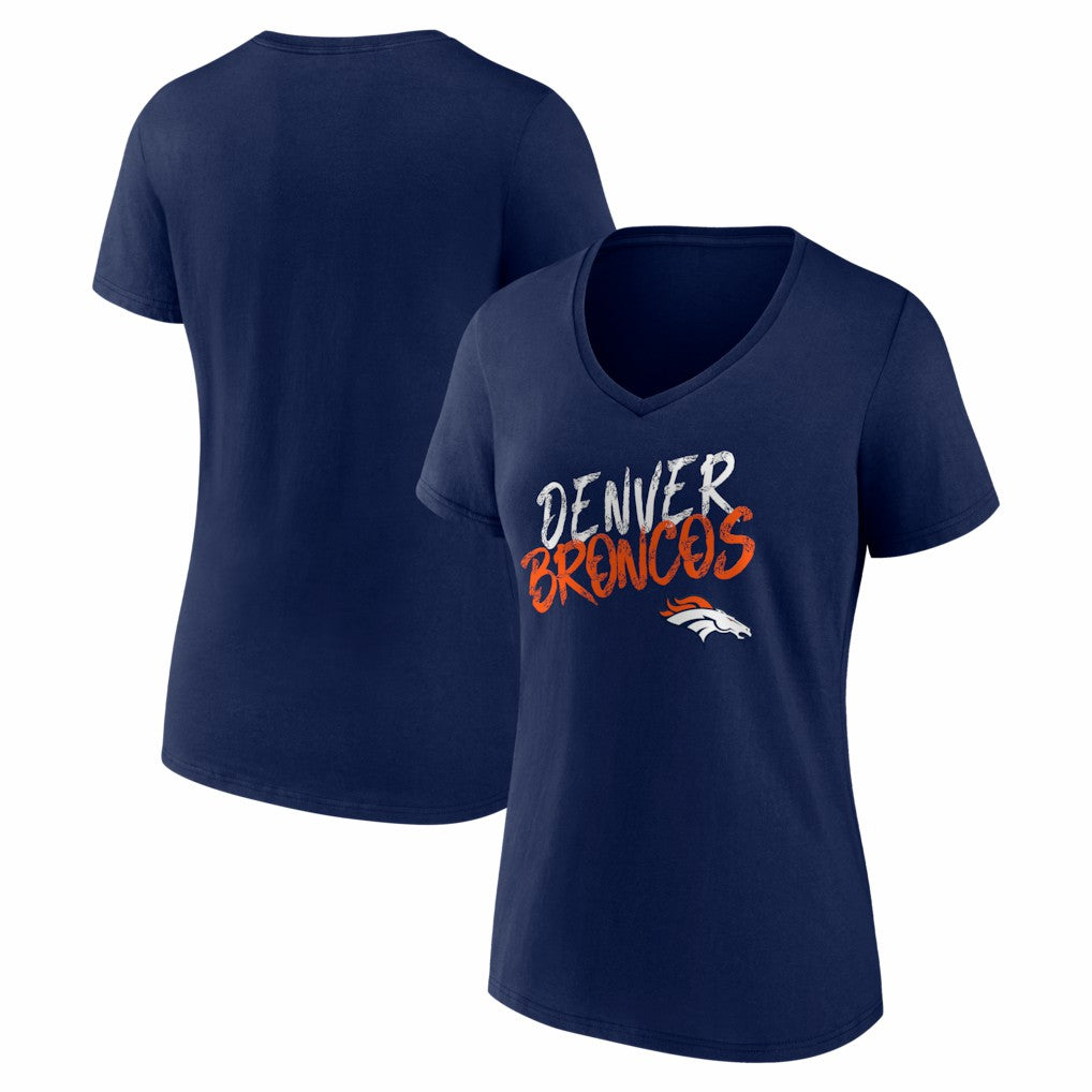 Denver Broncos Women's Hustle V-Neck T-Shirt - Navy - NFL