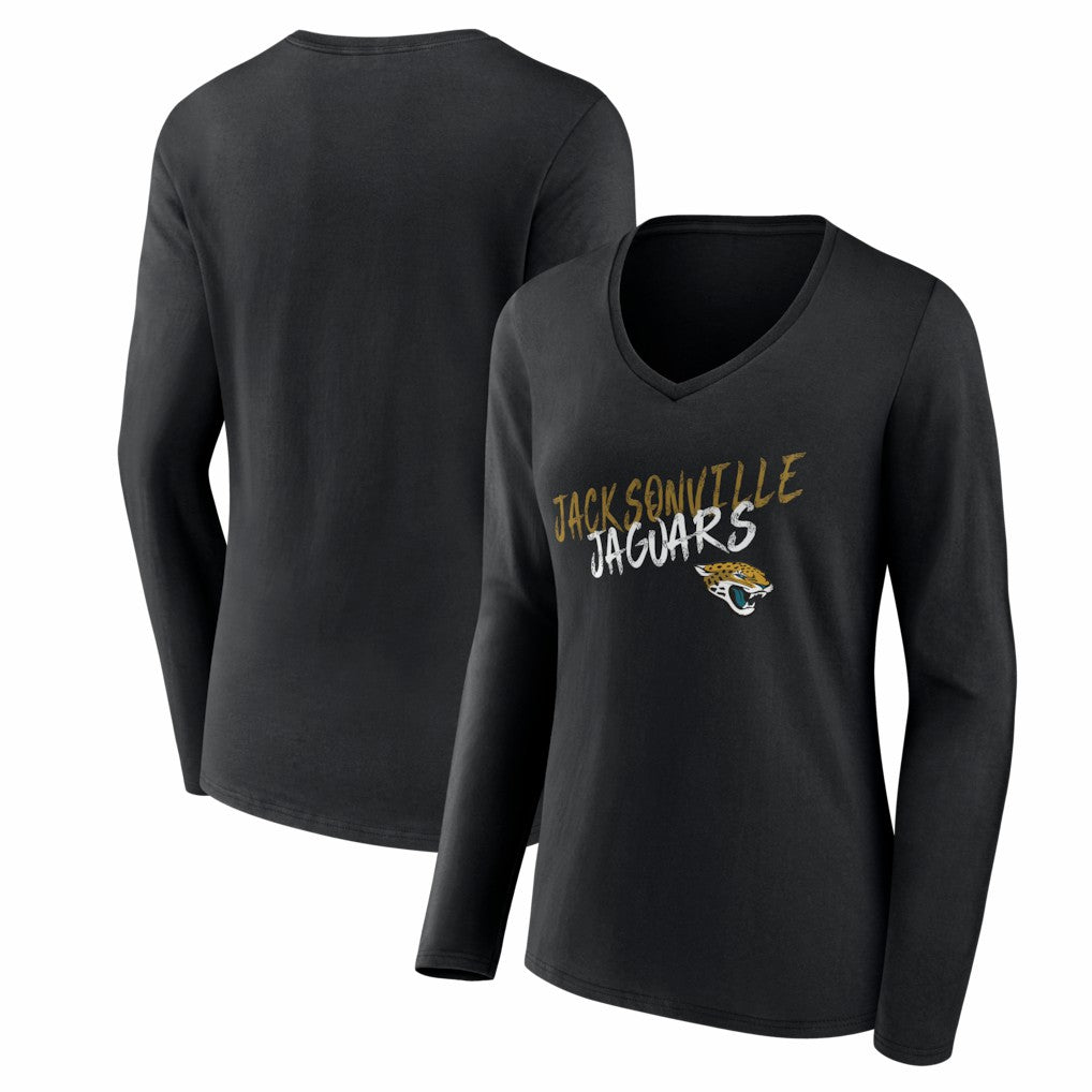 Jacksonville Jaguars Women's Hustle Long Sleeve V-Neck T-Shirt - Black - NFL