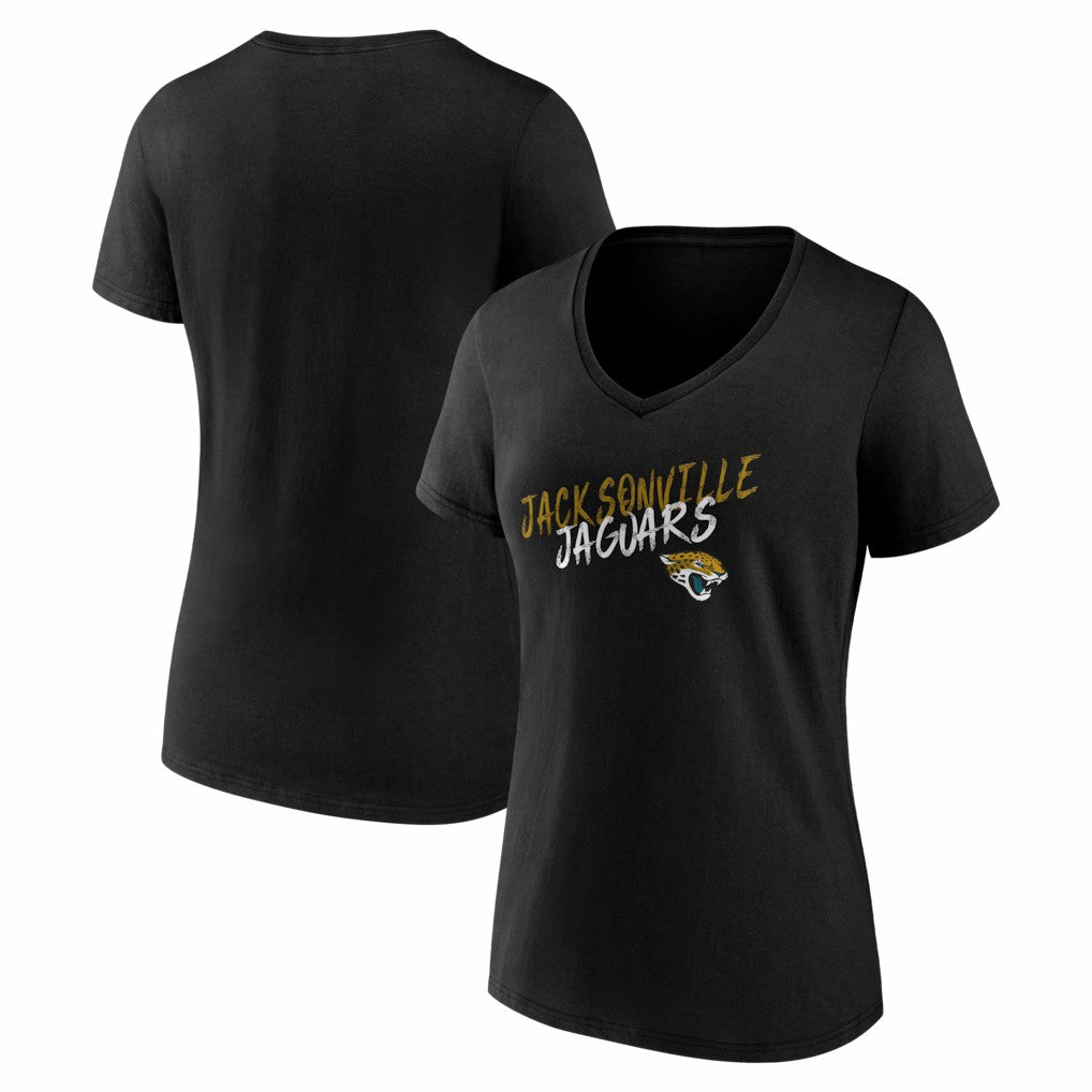 Jacksonville Jaguars Women's Hustle V-Neck T-Shirt - Black - NFL