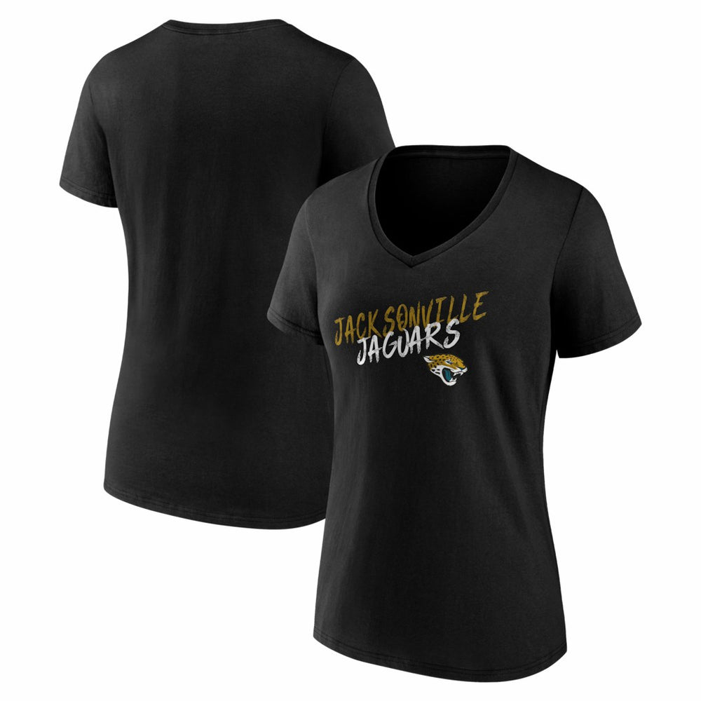 Jacksonville Jaguars Women's Hustle V-Neck T-Shirt - Black - NFL