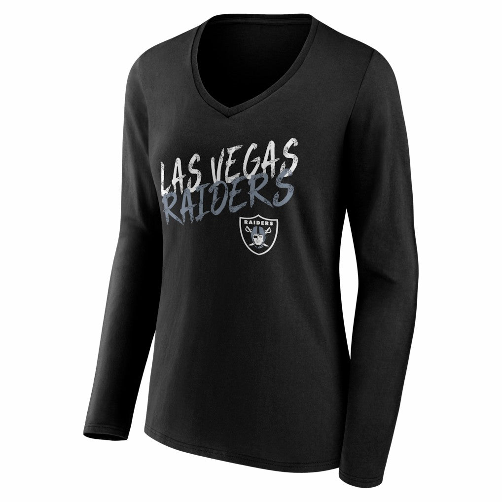 Las Vegas Raiders Women's Hustle Long Sleeve V-Neck T-Shirt - Black - NFL