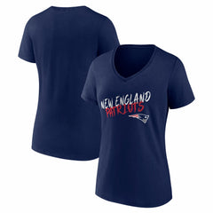 New England Patriots Women's Hustle V-Neck T-Shirt - Navy - NFL