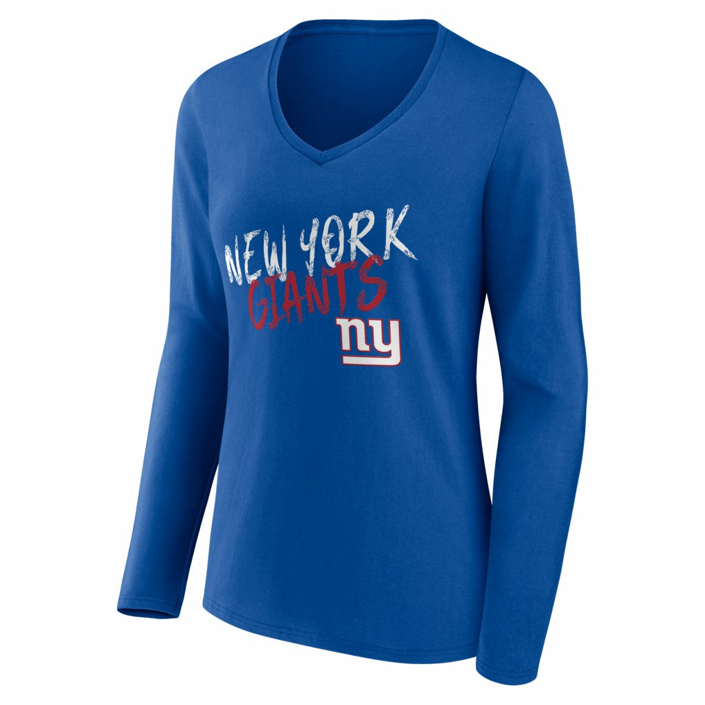 New York Giants Women's Hustle Long Sleeve V-Neck T-Shirt - Royal - NFL
