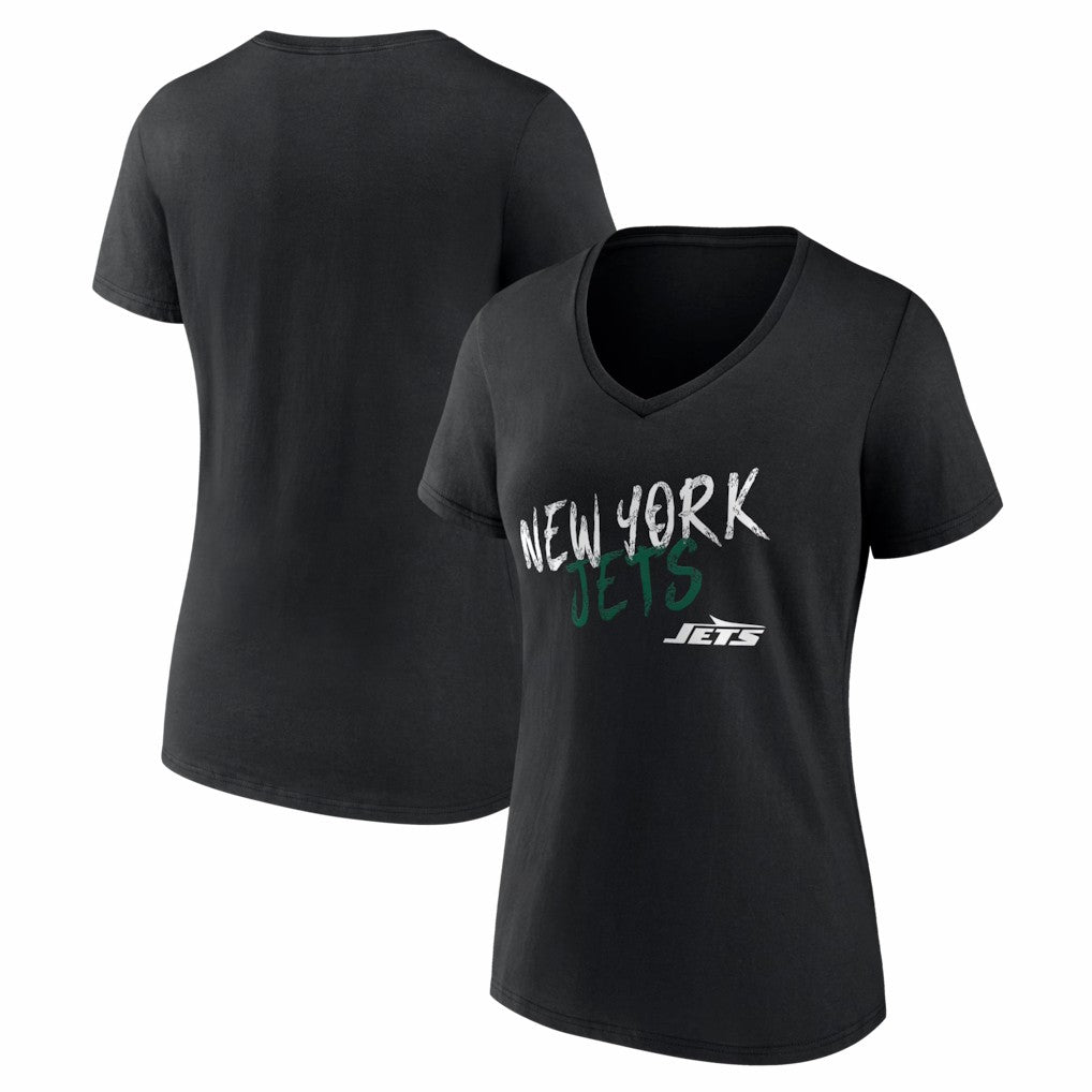 New York Jets Women's Hustle V-Neck T-Shirt - Black - NFL