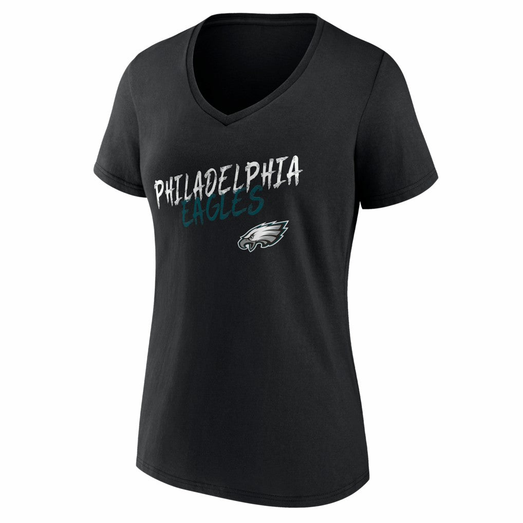 Philadelphia Eagles Women's Hustle V-Neck T-Shirt - Black - NFL