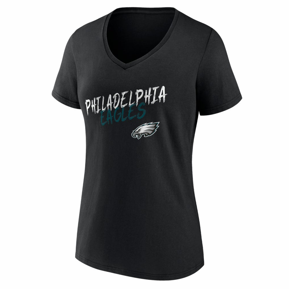 Philadelphia Eagles Women's Hustle V-Neck T-Shirt - Black - NFL