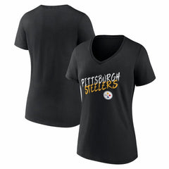 Pittsburgh Steelers Women's Hustle V-Neck T-Shirt - Black - NFL