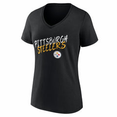 Pittsburgh Steelers Women's Hustle V-Neck T-Shirt - Black - NFL