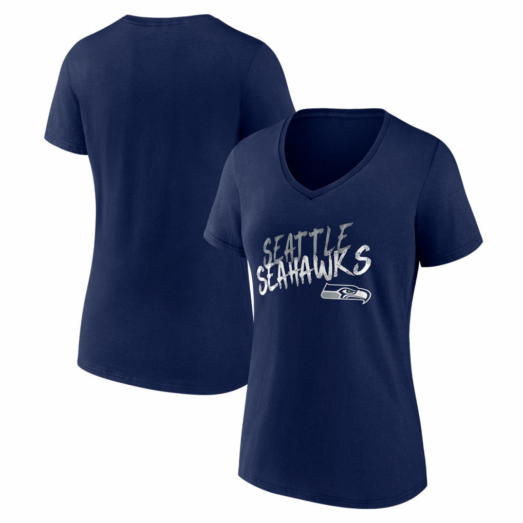 Seattle Seahawks Women's Hustle V-Neck T-Shirt - College Navy - NFL