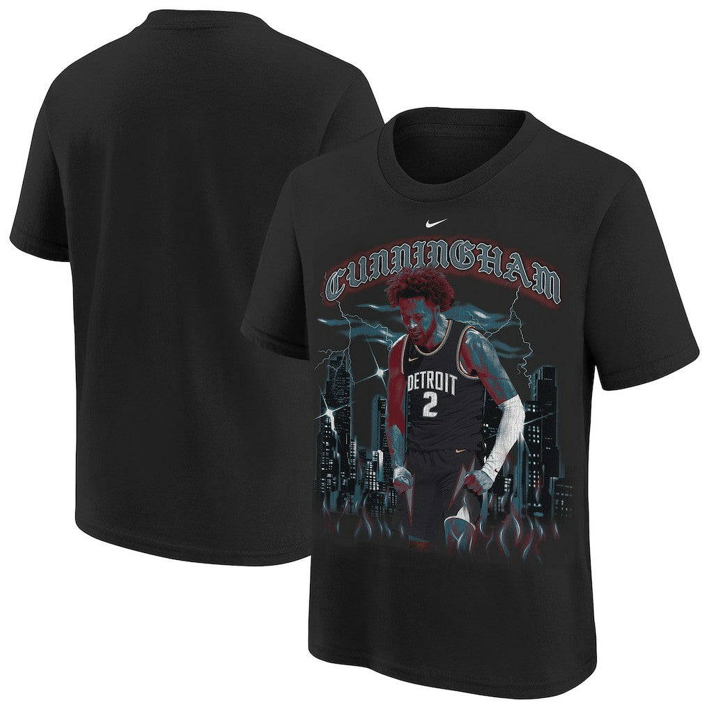 Nike Cade Cunningham Detroit Pistons Youth City Edition Player T-Shirt Black