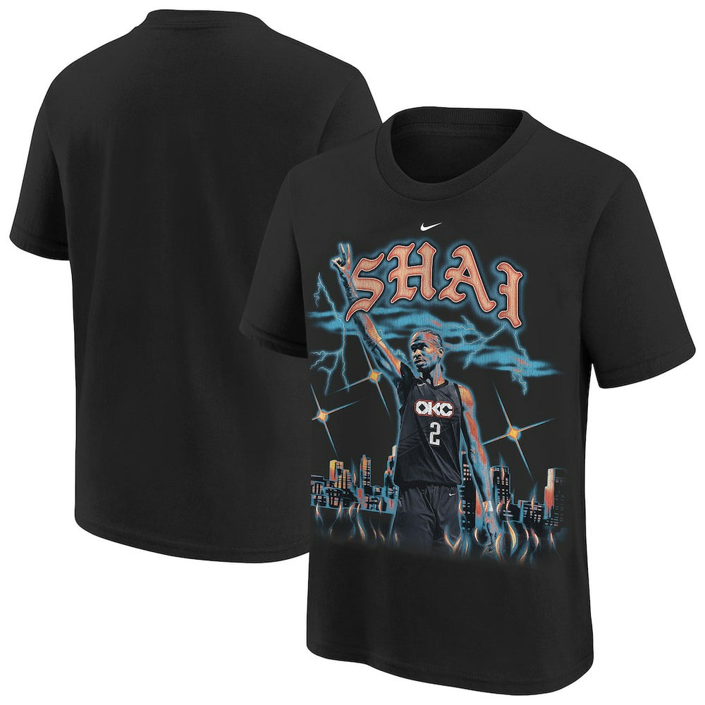 Nike Shai Gilgeous-Alexander Oklahoma City Thunder Youth City Edition Player T-Shirt Black