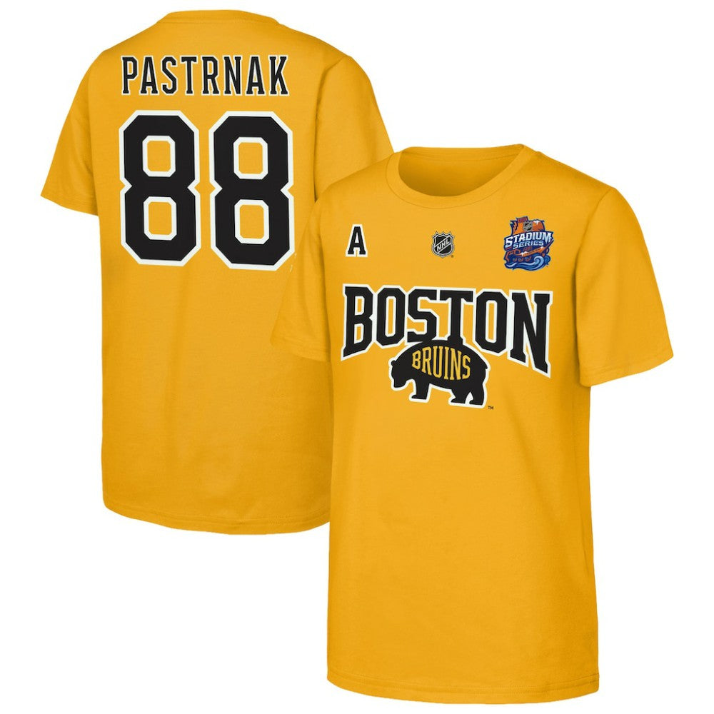 David Pastrnak Boston Bruins Fanatics Youth Alternate Captain 2026 Stadium Series T-Shirt - Gold | Fanatics Clearance