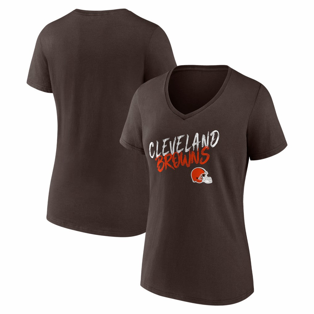 Cleveland Browns Women's Hustle V-Neck T-Shirt - Brown - NFL