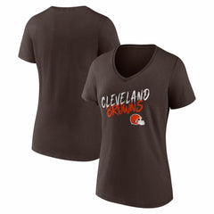 Cleveland Browns Women's Hustle V-Neck T-Shirt - Brown - NFL