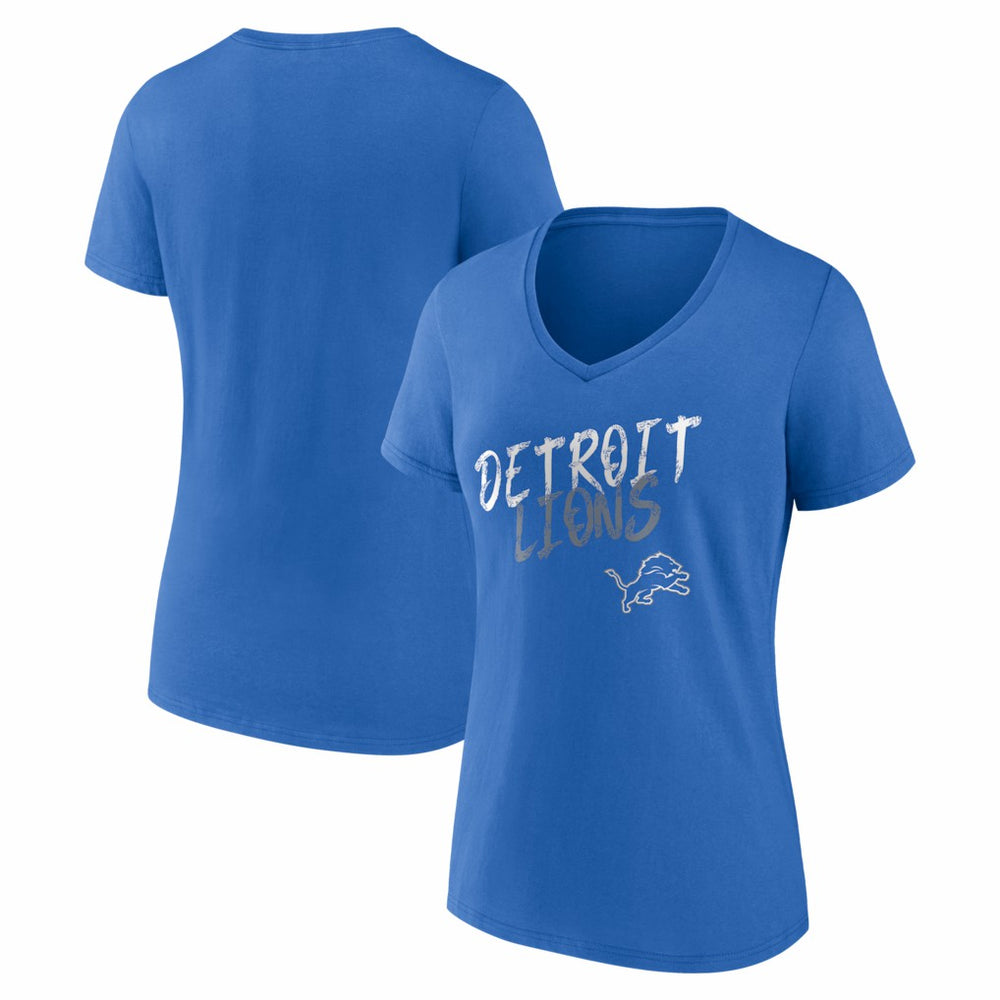 Detroit Lions Women's Hustle V-Neck T-Shirt - Blue - NFL