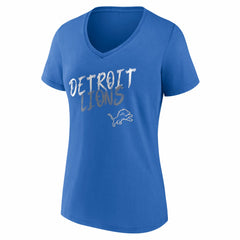 Detroit Lions Women's Hustle V-Neck T-Shirt - Blue - NFL