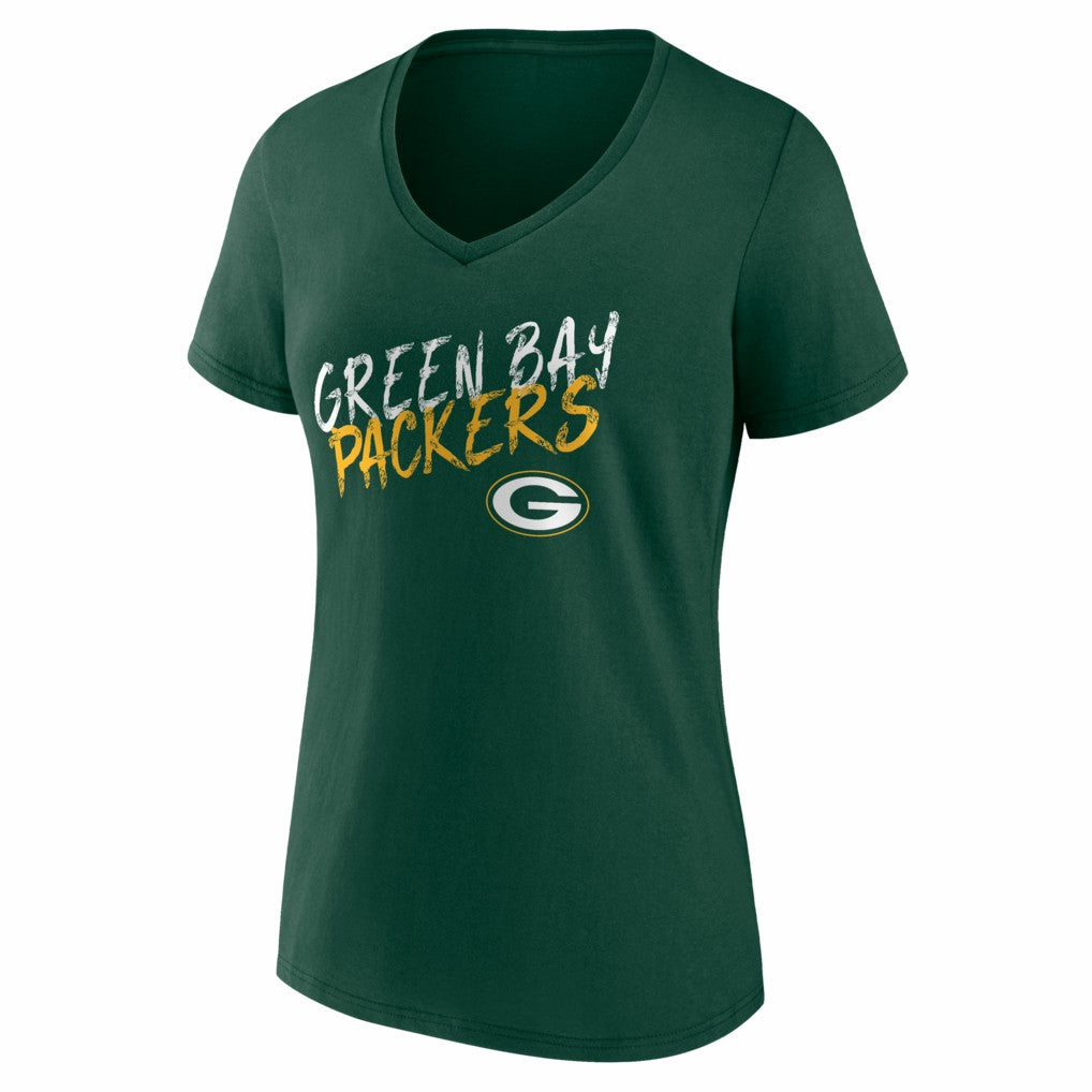 Green Bay Packers Women's Hustle V-Neck T-Shirt - Green - NFL