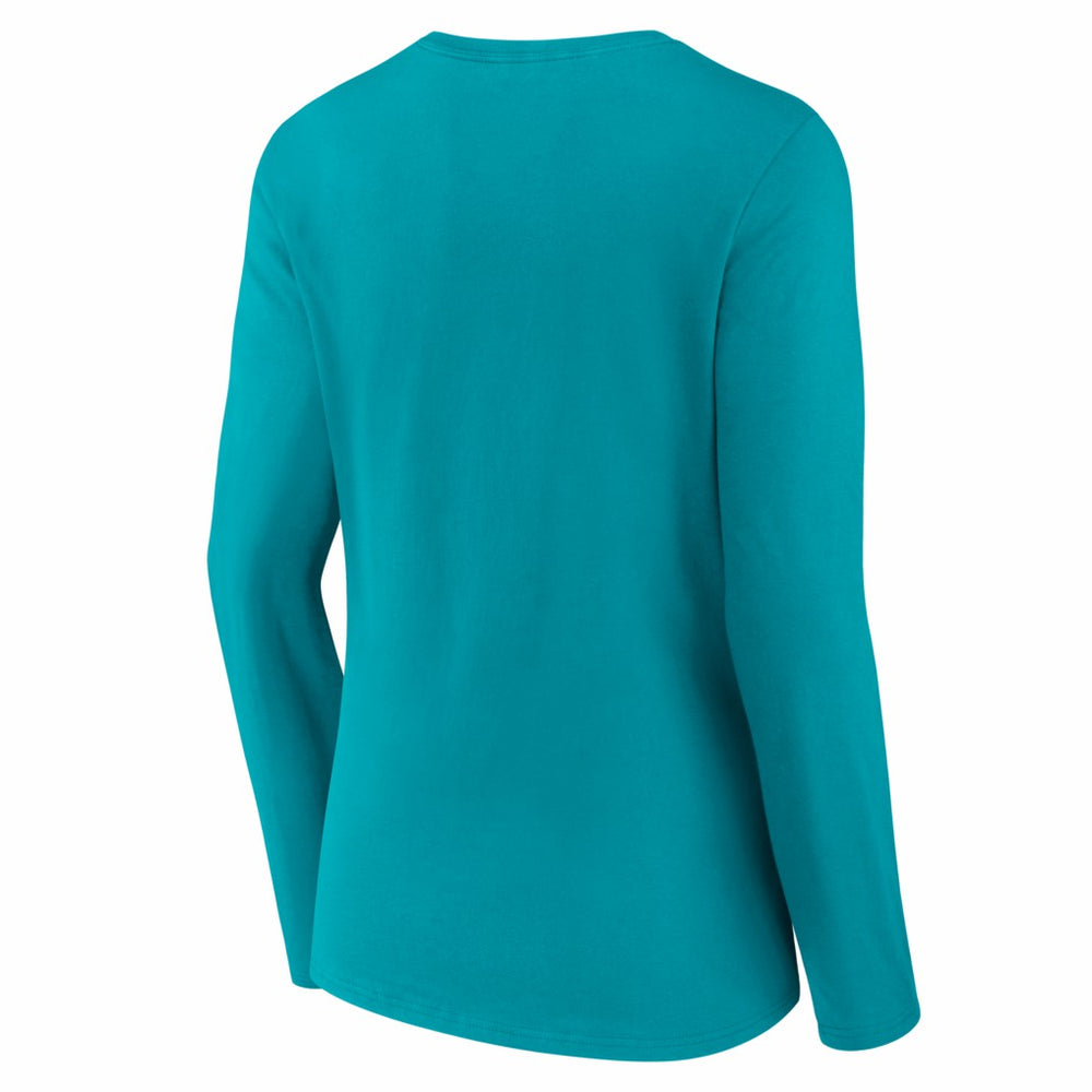 Miami Dolphins Women's Hustle Long Sleeve V-Neck T-Shirt - Aqua - NFL