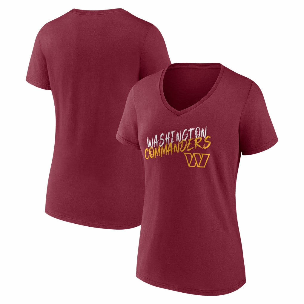Washington Commanders Women's Hustle V-Neck T-Shirt - Burgundy - NFL