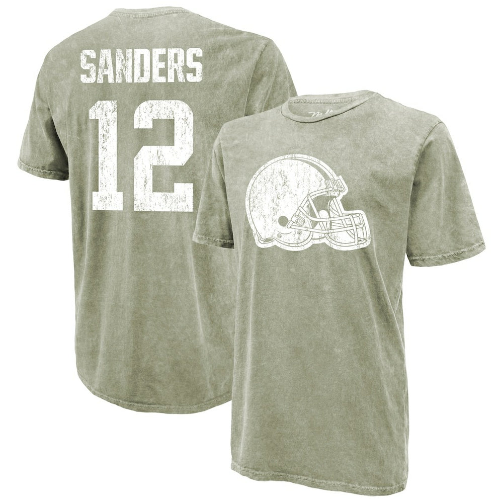 Shedeur Sanders Cleveland Browns Majestic Threads Mineral Wash Name & Number T-Shirt - Moss Green - NFL