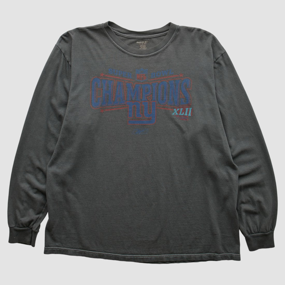New York Giants Reebok 2008 Long Sleeve T-shirt - Charcoal Vintage - Fanatics