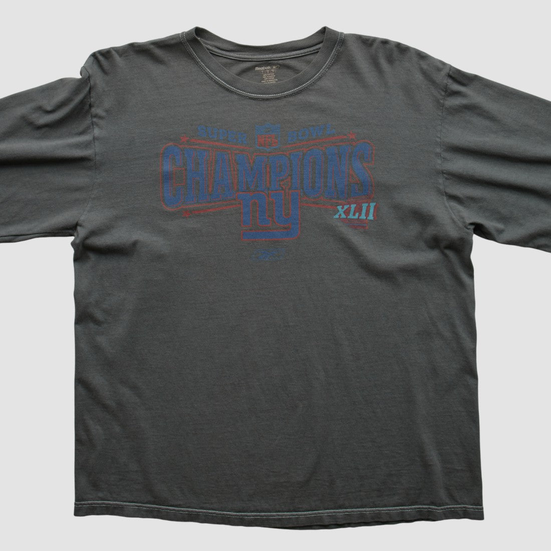 New York Giants Reebok 2008 Long Sleeve T-shirt - Charcoal Vintage - Fanatics