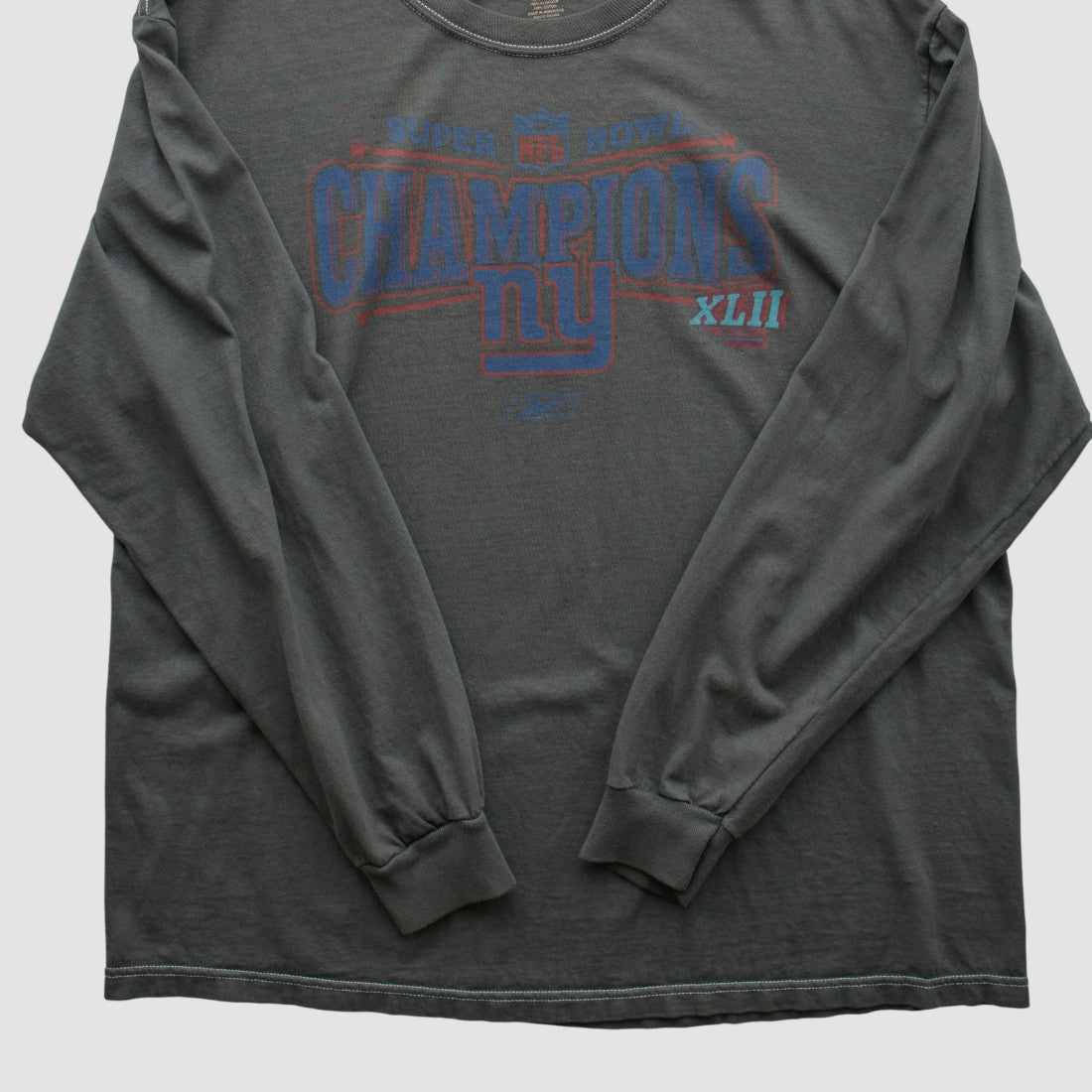 New York Giants Reebok 2008 Long Sleeve T-shirt - Charcoal Vintage - Fanatics