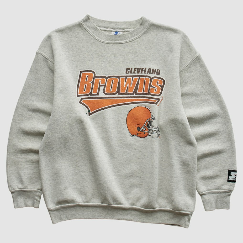 Cleveland Browns Starter 90s Pullover Sweatshirt - Heather Gray Vintage - Fanatics