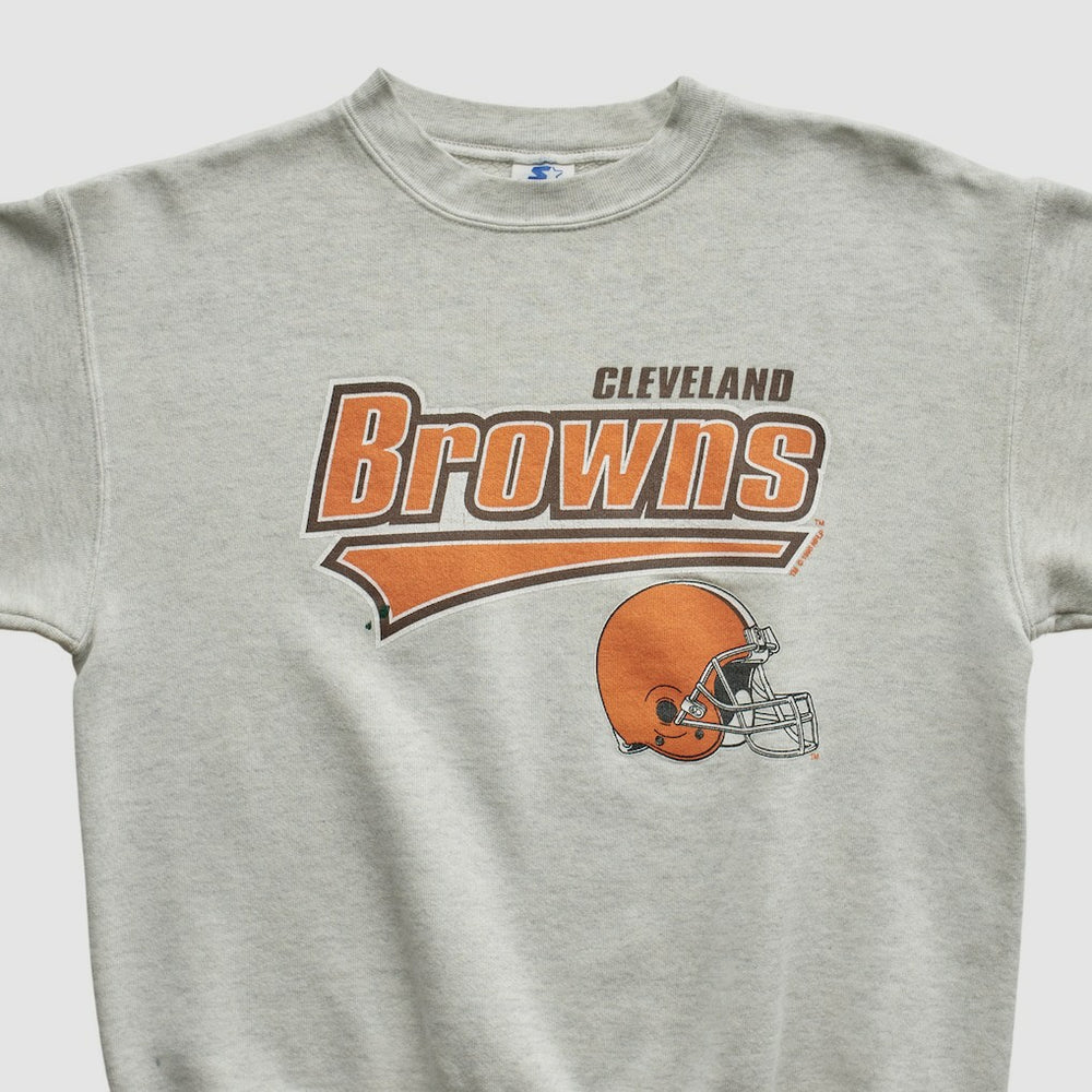 Cleveland Browns Starter 90s Pullover Sweatshirt - Heather Gray Vintage - Fanatics