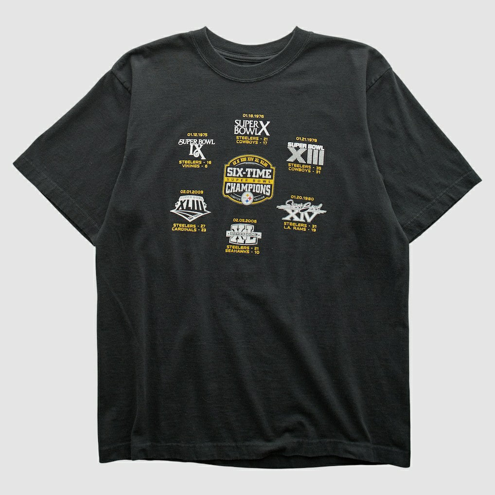 Pittsburgh Steelers Reebok 2009 T-shirt - Black Vintage - Fanatics