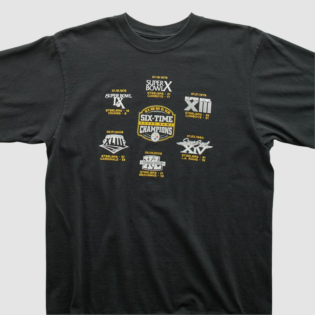 Pittsburgh Steelers Reebok 2009 T-shirt - Black Vintage - Fanatics