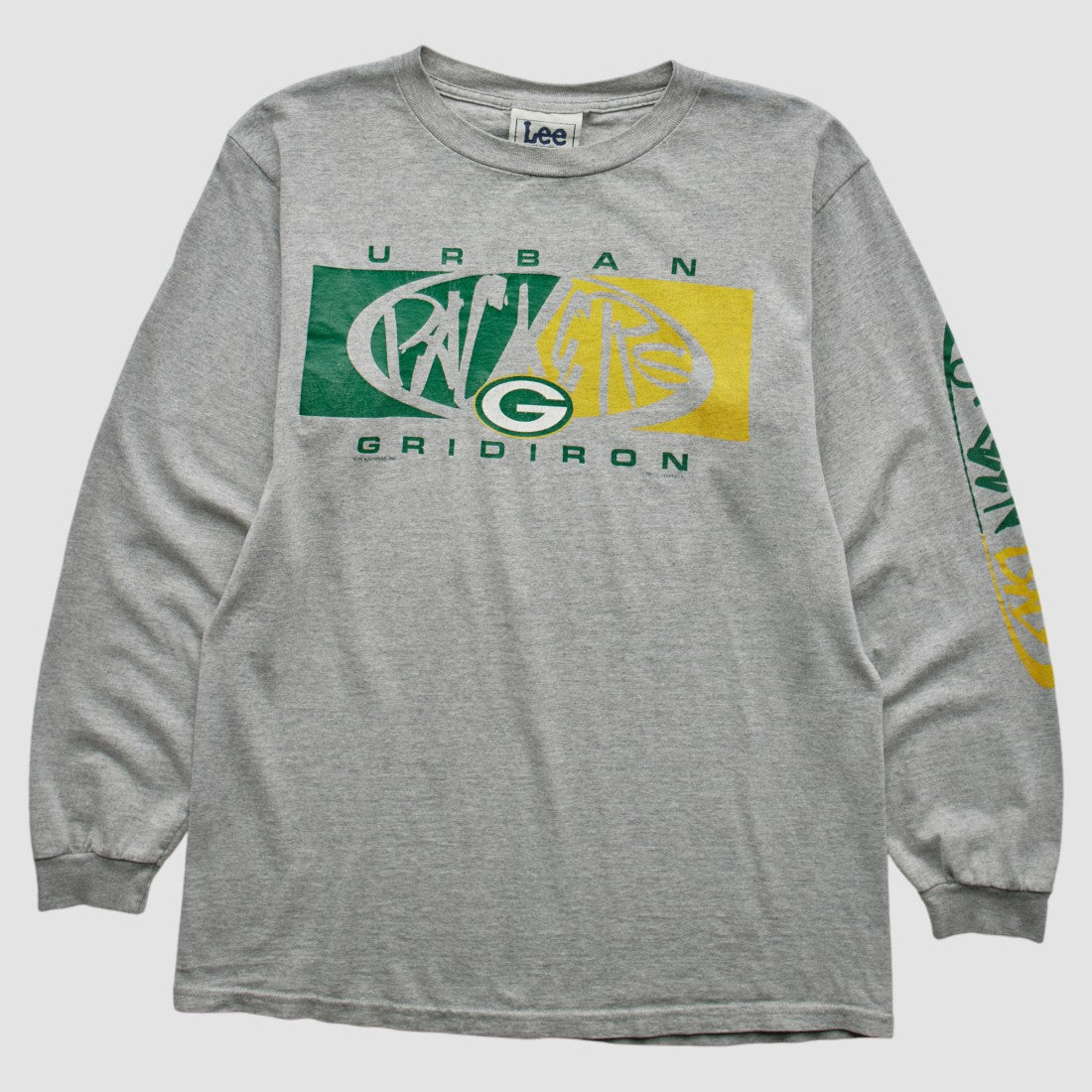 Green Bay Packers Lee Apparel 90s Long Sleeve T-shirt - Heather Gray Vintage - Fanatics