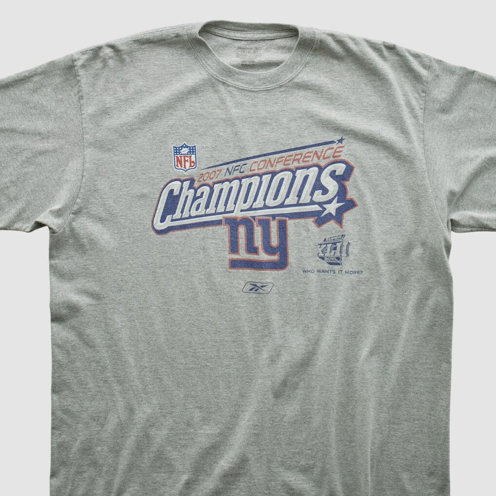 New York Giants Reebok 2007 T-shirt - Heather Gray Vintage - Fanatics