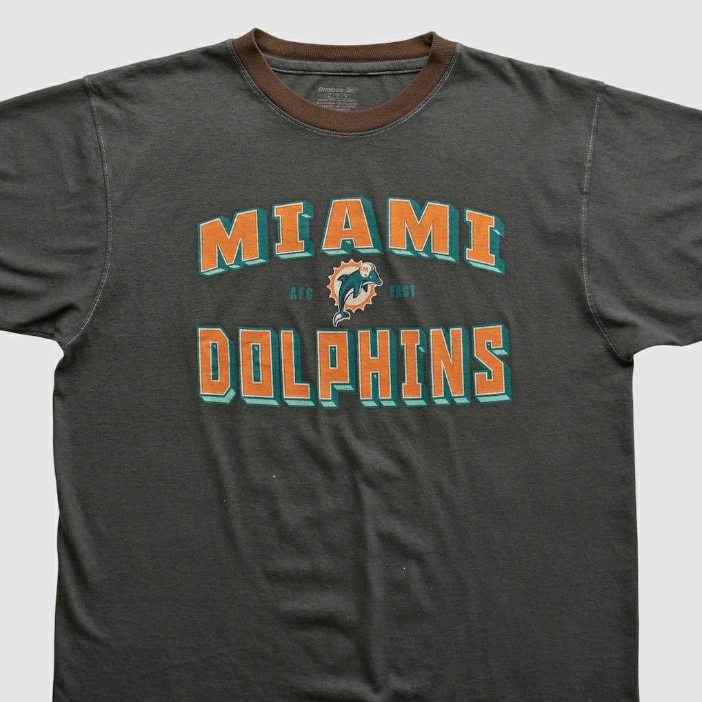 Miami Dolphins Reebok 2000s T-shirt - Charcoal Vintage - Fanatics