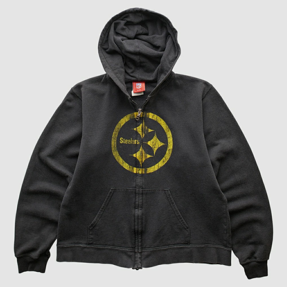Pittsburgh Steelers NFL 2000s Hooded Full Zip Sweatshirt - Black Vintage - Fanatics