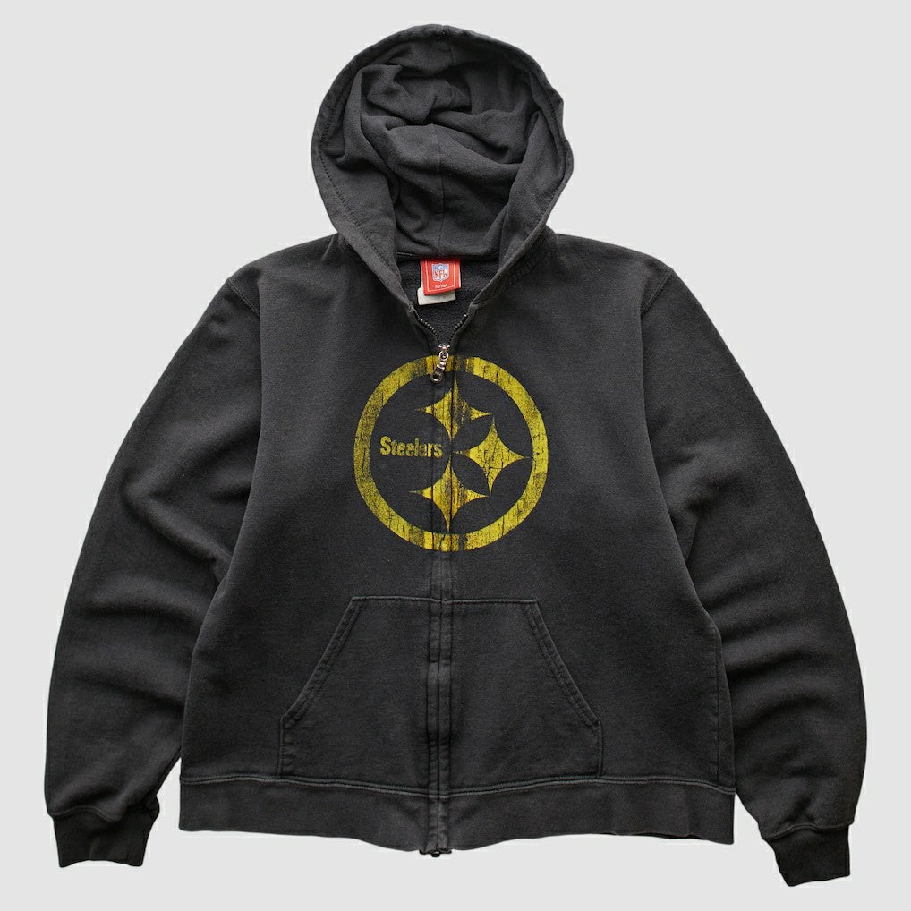 Pittsburgh Steelers NFL 2000s Hooded Full Zip Sweatshirt - Black Vintage - Fanatics